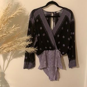 Free People Intimately Lace bottom Body Suit L